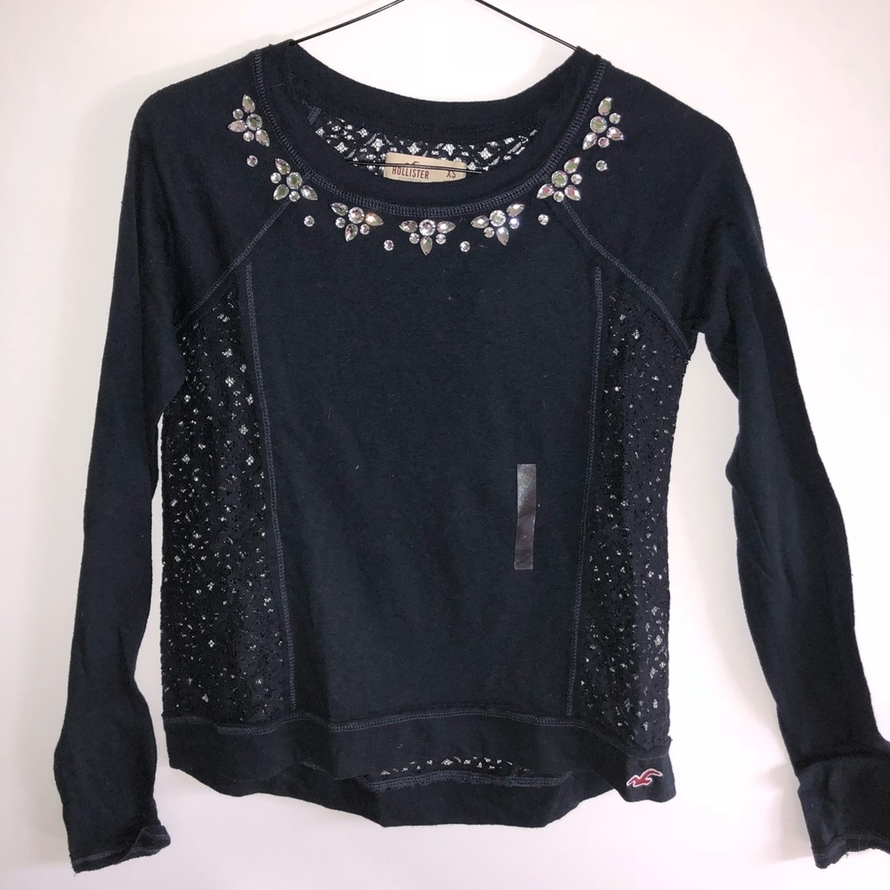 navy blue embellished top